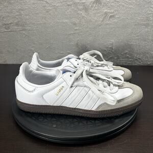Adidas Mens Size 7.5 Samba OG Low Double White Gum Lace Up Athletic Sneakers